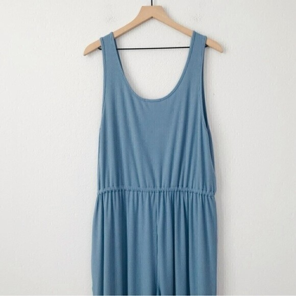 New! Gilli Ribbed Knit Button Front Henley Drawstring Jersey Jumpsuit - Picture 5 of 15